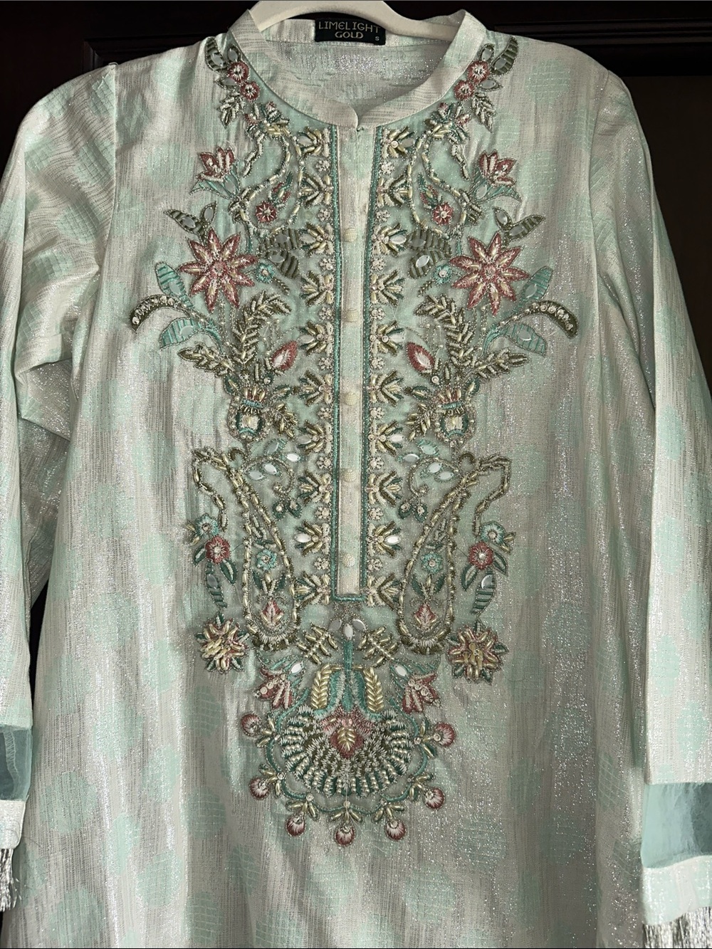 Limelight Light Mint Embroidered Kameez- Pakistani Suit Kurta